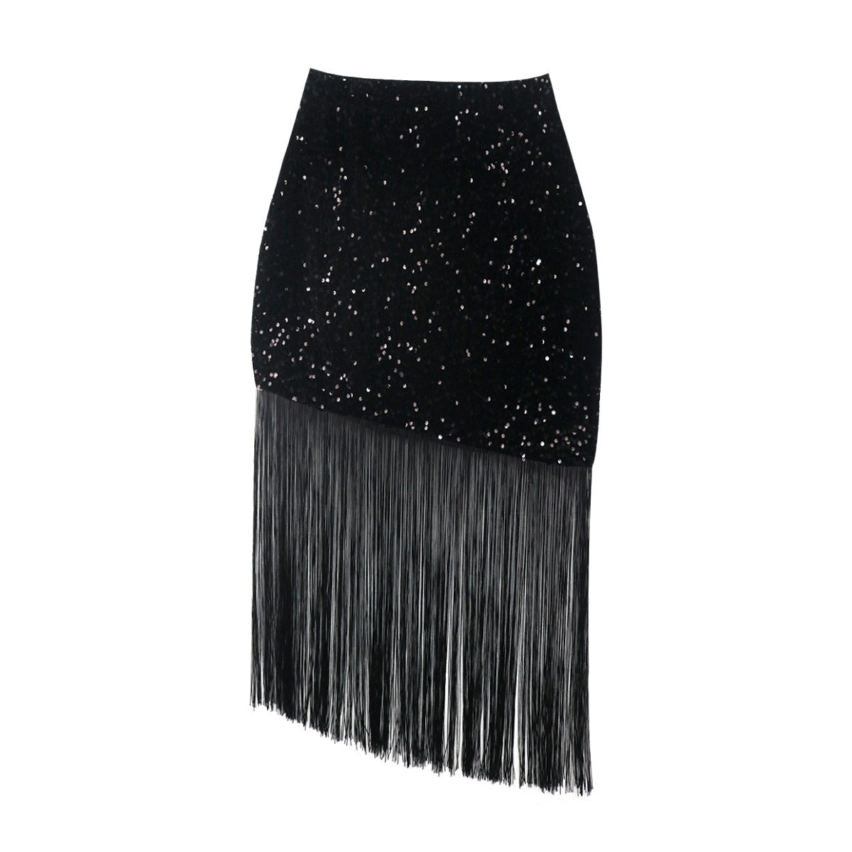 Jupe Glamour avec Paillettes et Franges R&B pour Femmes