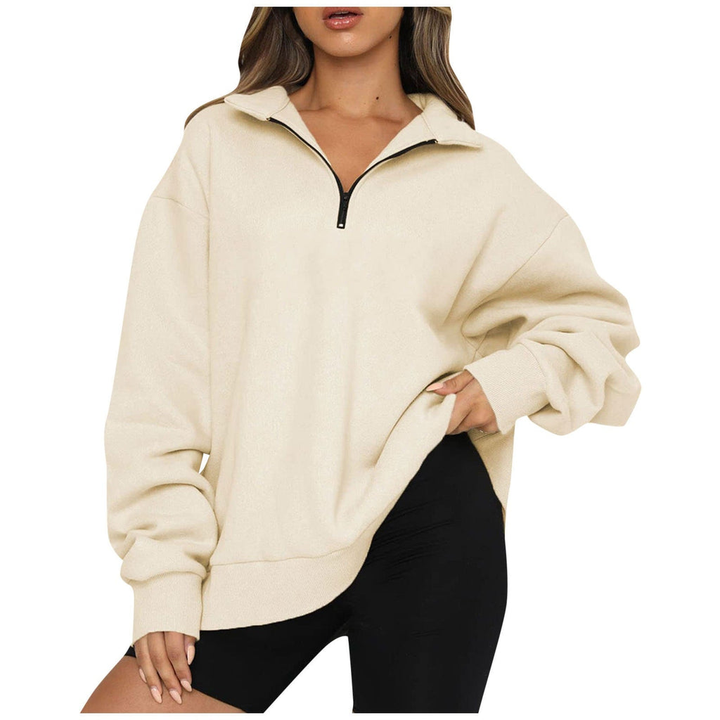 Sweatshirt oversized pour femmes avec demi-zip, doublure en polaire douce et poche kangourou Echo Archiv