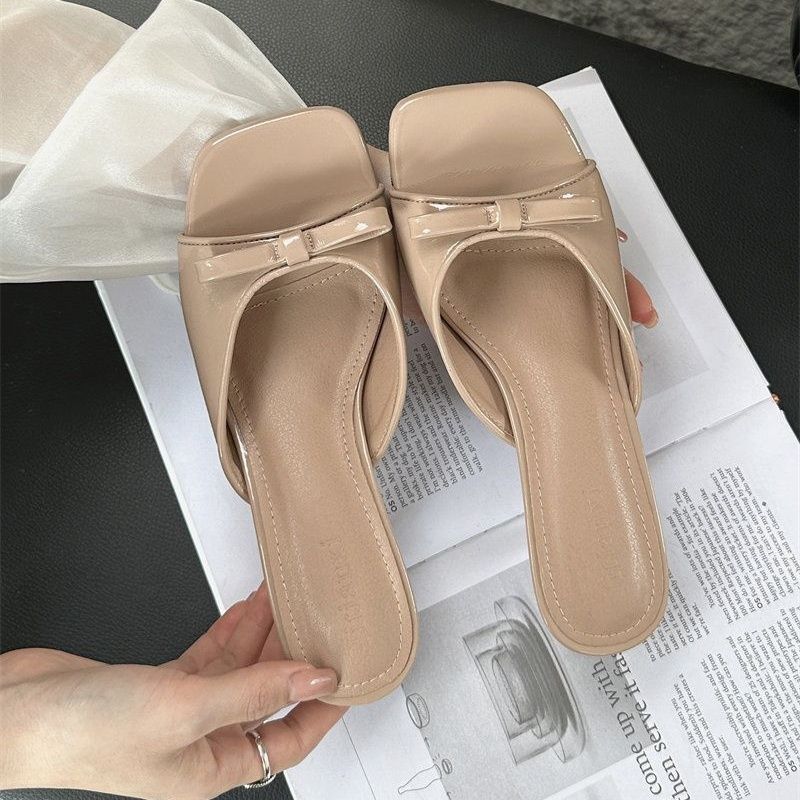 Mules élégantes pour femmes avec délicate décoration en nœud R&B