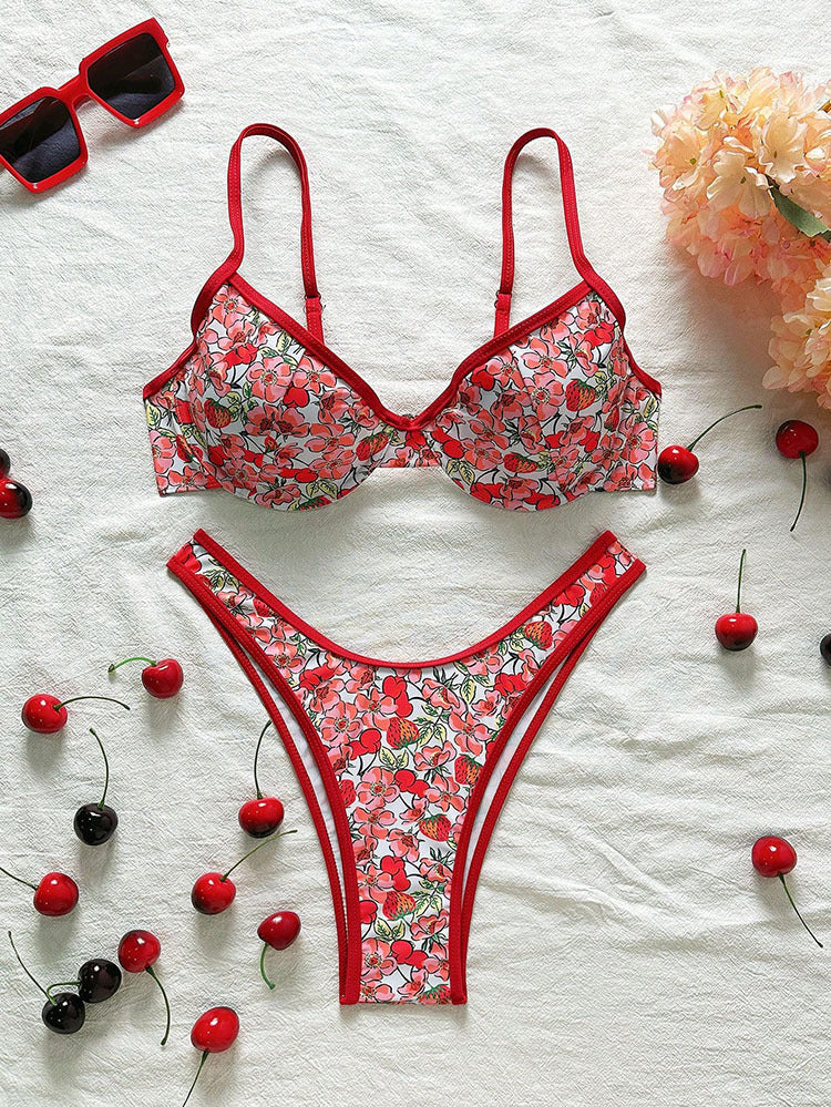 Bikini Push-Up pour femmes avec motifs floraux et bretelles ajustables R&B