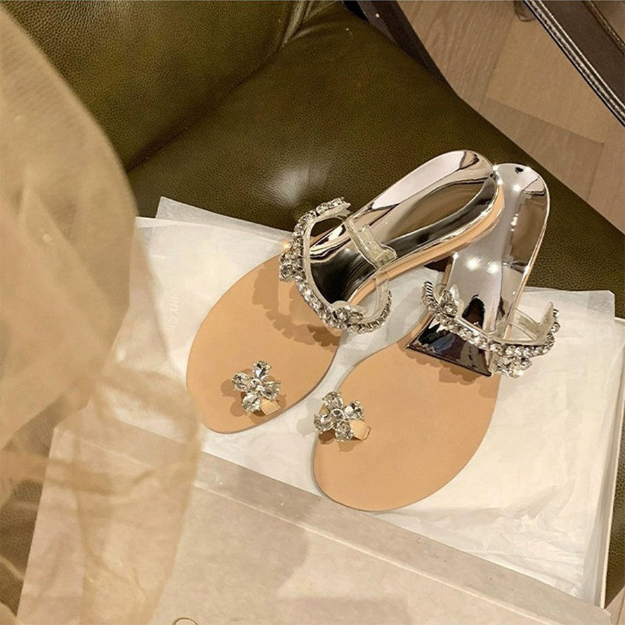 Chaussons Glamour pour Femmes avec Détails en Strass Étincelants et Semelle Confortable R&B