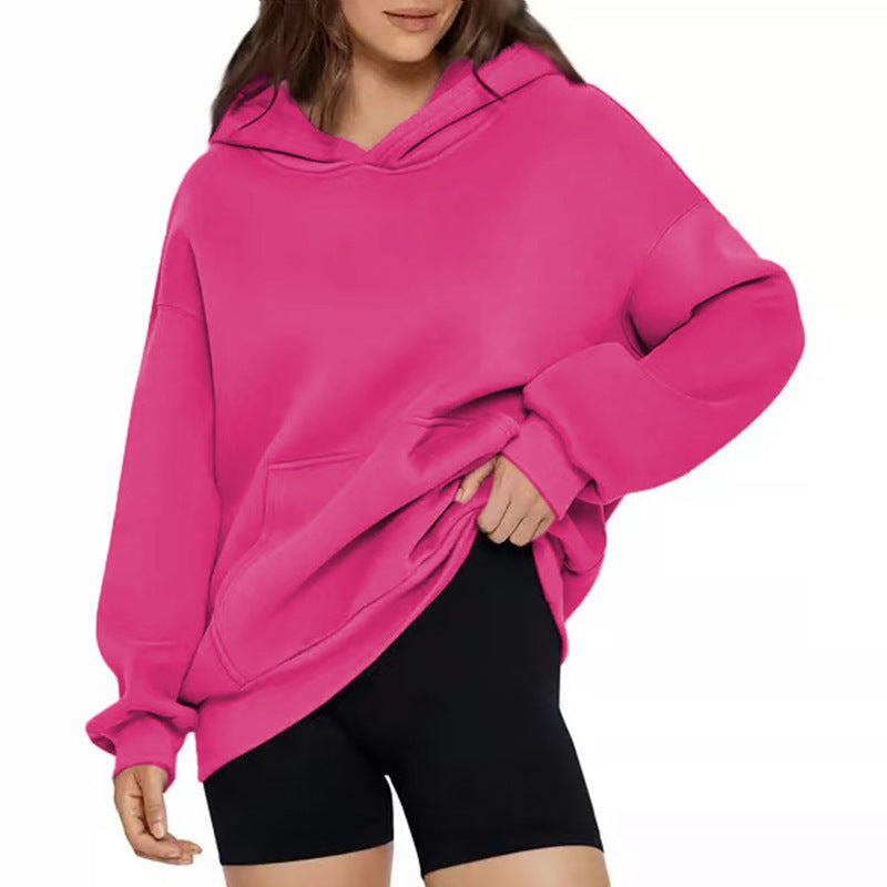 Sweat à capuche oversize pour femmes en tissu doux avec ourlet asymétrique, poche kangourou et épaule tombante Echo Archiv