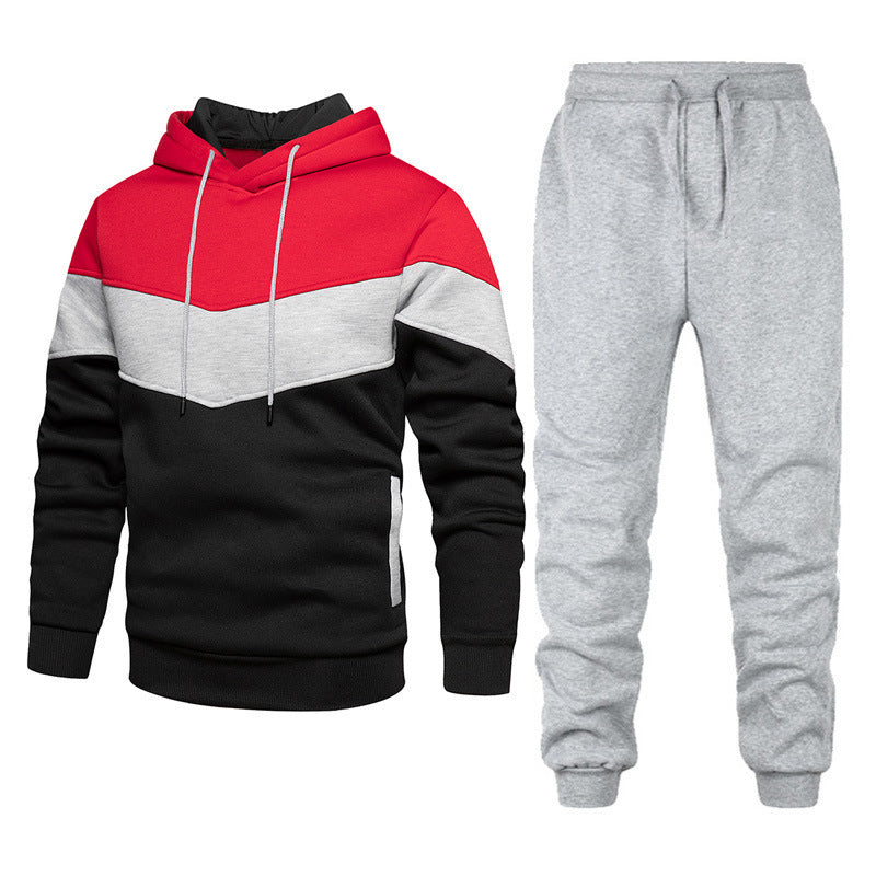 Ensemble athleisure pour hommes avec capuche en chevron, sweat à capuche en polaire et pantalon de jogging fuselé Echo Archiv