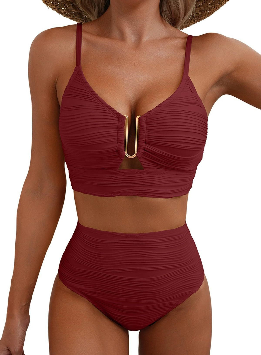 Bikini Femme Taille Haute avec Fronces R&B