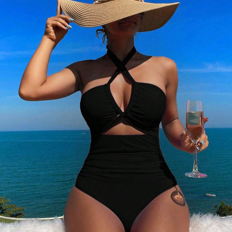 Maillot de bain femme à découpe haute avec bretelles réglables R&B