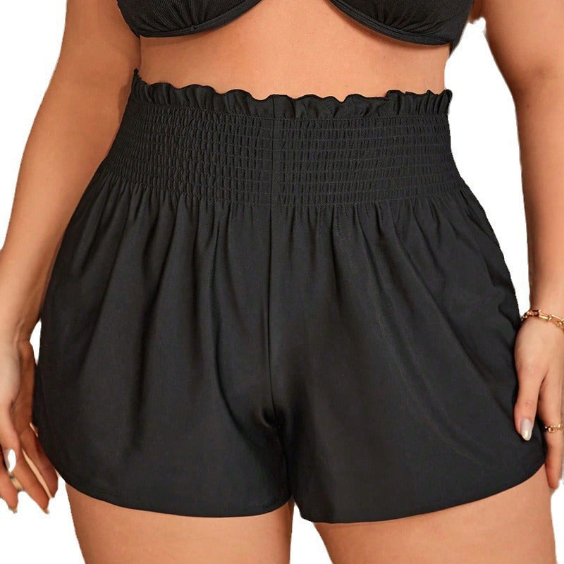 Shorts de bain pour femmes taille haute avec taille élastique et coupe fluide R&B