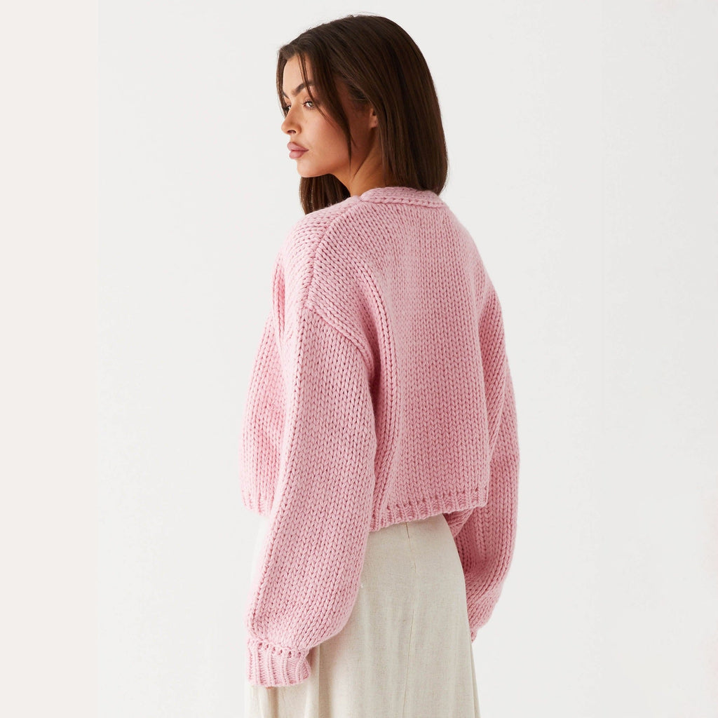 Cardigan oversized en grosse maille pour femmes avec col châle et bords côtelés Echoarchiv