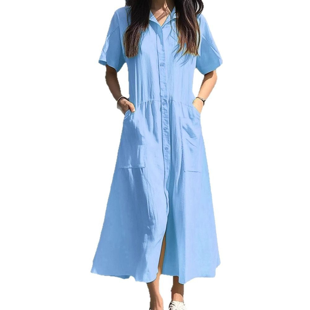 Robe chemise femme avec poches et design à boutons R&B