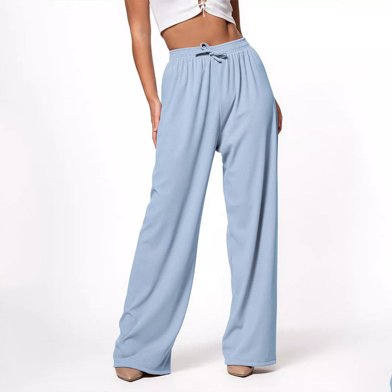 Pantalon de lounge large pour femmes avec taille haute, ceinture élastique et cordon de serrage Echo Archive