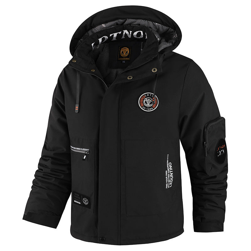 Veste de terrain pour hommes, coupe-vent, doublée, avec capuche et poches zippées multifonctionnelles Echo Archiv
