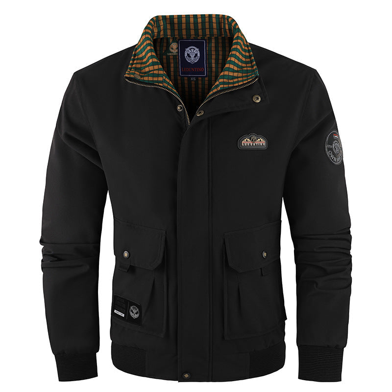 Veste bomber Harrington pour hommes, coupe-vent, avec doublure intérieure à carreaux contrastés, poches à rabat avec pression et poignets élastiques Echo Archiv