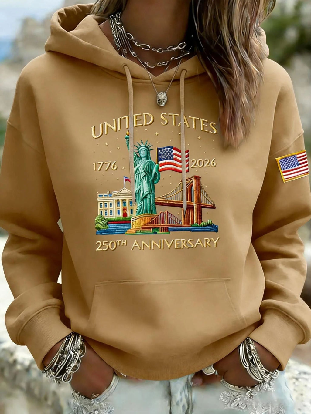 Sweat à capuche créatif pour dames avec un motif statuesque unique Echoarchiv