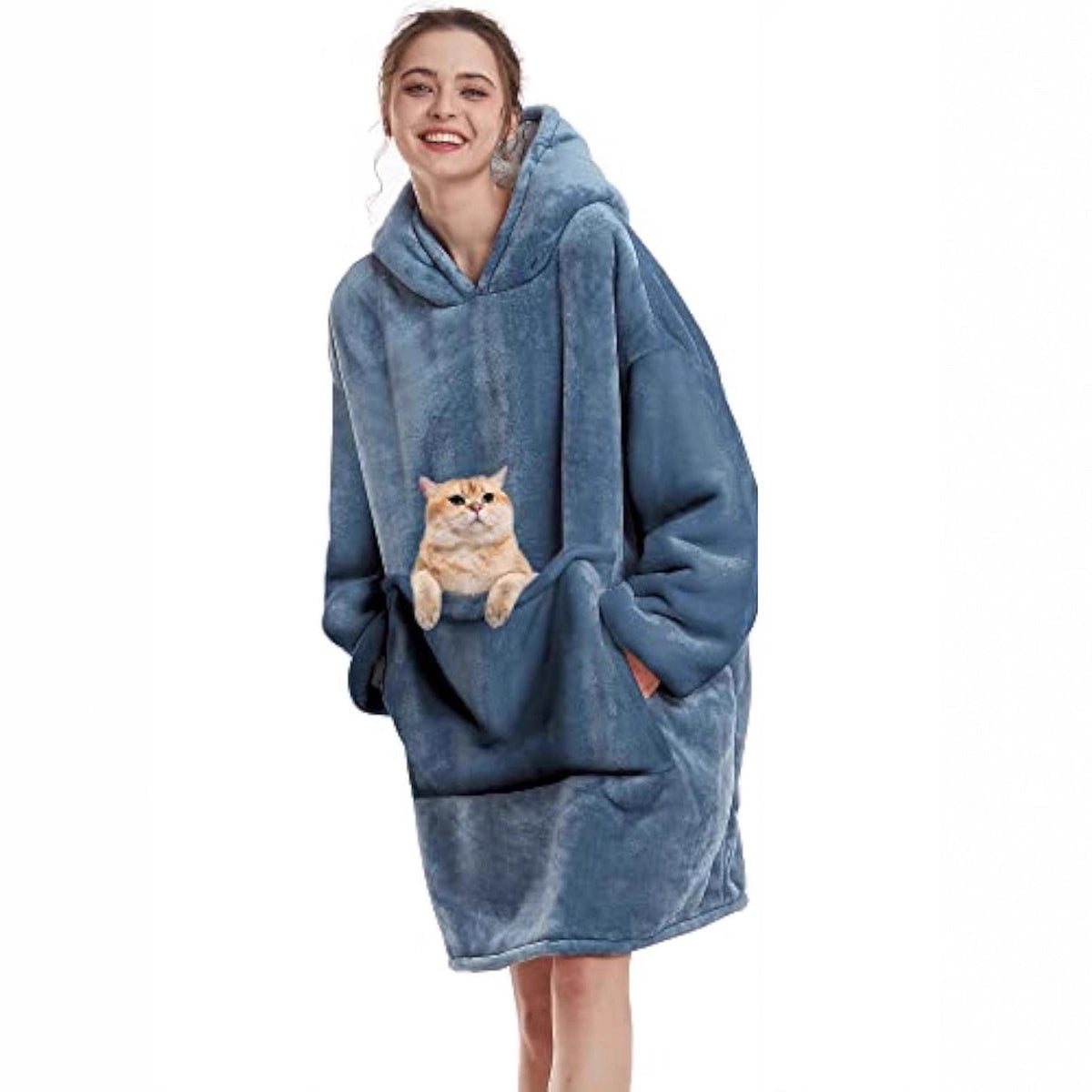 Couverture à capuche oversize en microfibre avec doublure en Sherpa