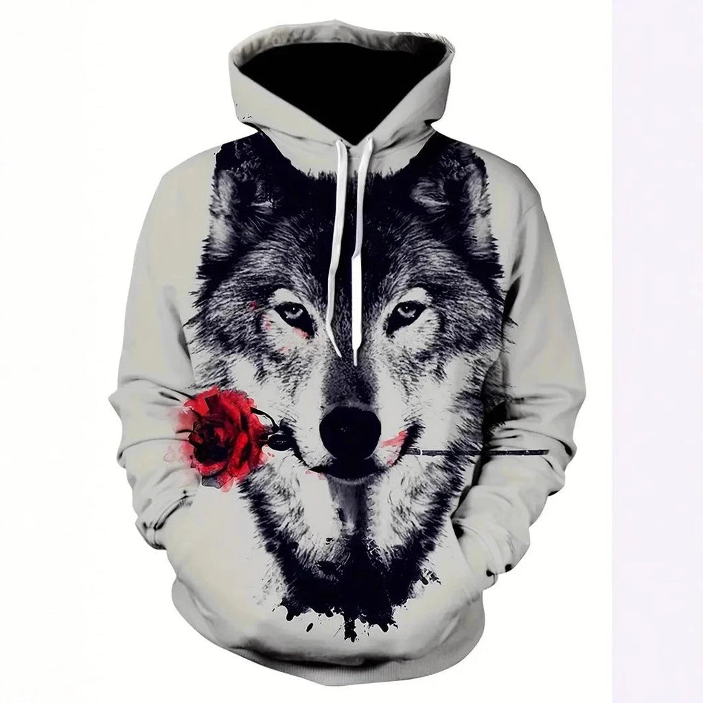 Sweat à capuche pour femmes avec motif de loup et de papillon Echoarchiv