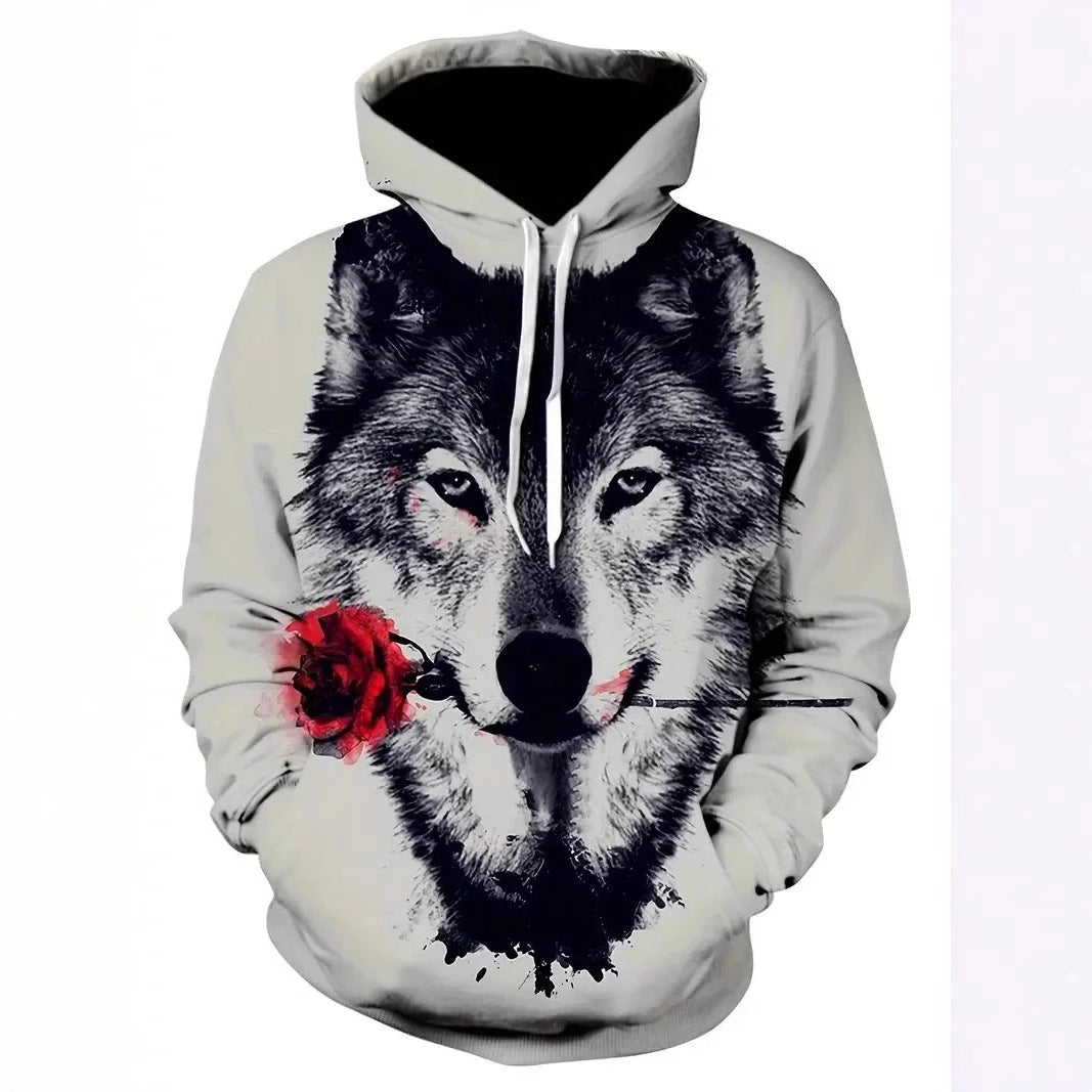 Sweat à capuche pour femmes avec motif de loup et de papillon Echoarchiv