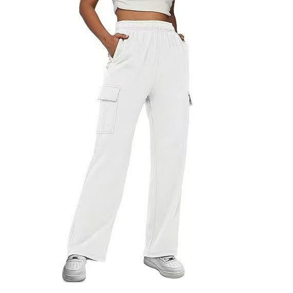 Pantalon de jogging cargo relaxed-fit pour femmes avec jambe droite, taille élastique et poches plaquées Echo Archiv