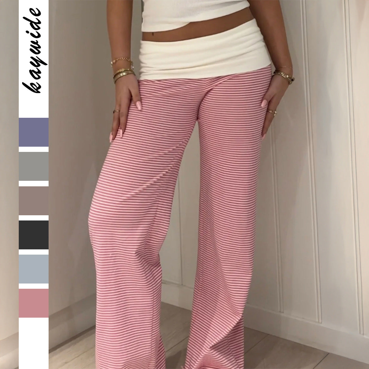 Pantalon lounge Palazzo pour femmes à taille haute et en tissu élastique Comfort-Stretch Echo Archiv