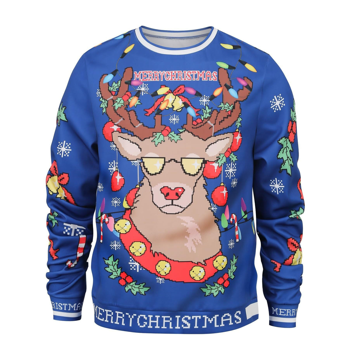 Sweat-shirt de Noël amusant pour femmes avec un motif unique de renne Echoarchiv