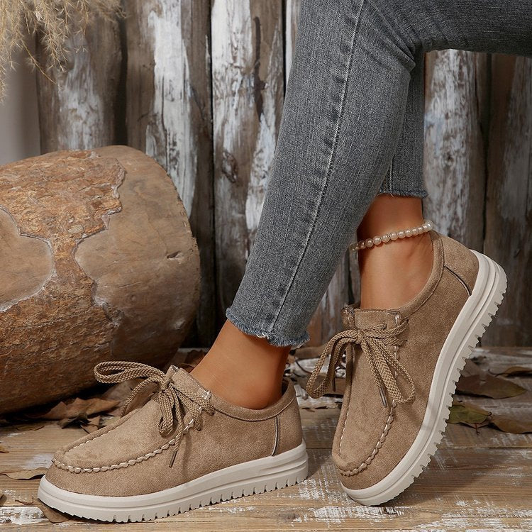 Mocassins pour femmes en daim doux avec semelle antidérapante R&B