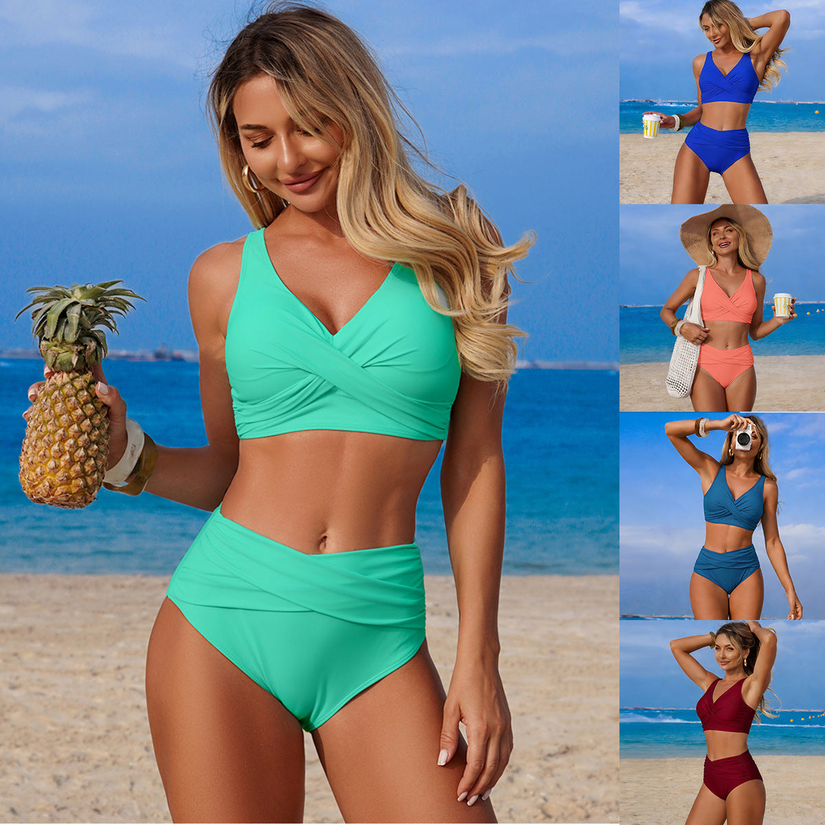 Ensemble de bikini taille haute pour femmes avec détail enroulé Echo Archiv