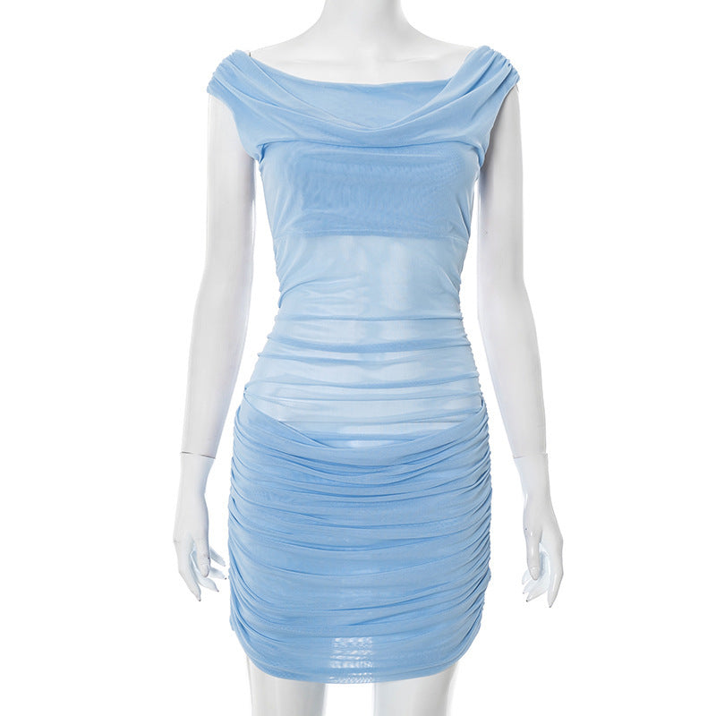 Robe Mini Femme avec Détails Volants Raffinés R&B