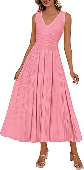 Robe plissée pour femmes avec décolleté en V et ourlet évasé R&B