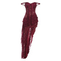 Robe asymétrique en dentelle pour femmes avec détails en volants R&B