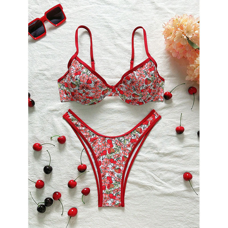 Bikini Push-Up pour femmes avec motifs floraux et bretelles ajustables R&B