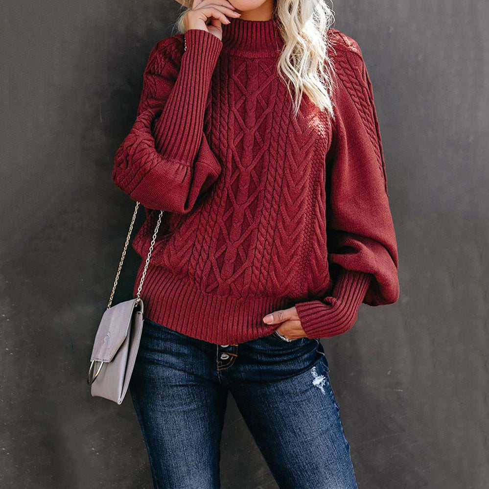 Pull Femme avec Design en Tricot Piqué et Manches Bouffantes
