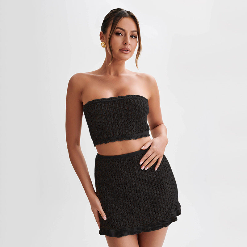 Robe en crochet élégante pour femmes avec décolleté profond R&B