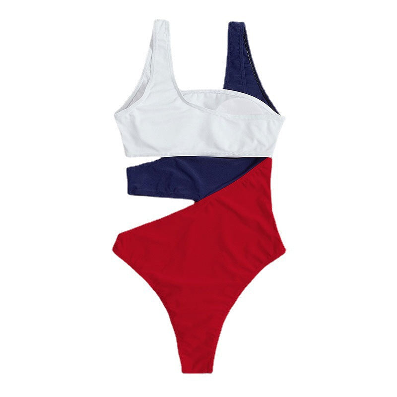 Maillot de bain une pièce pour femmes avec design asymétrique et zones de contraste colorées R&B