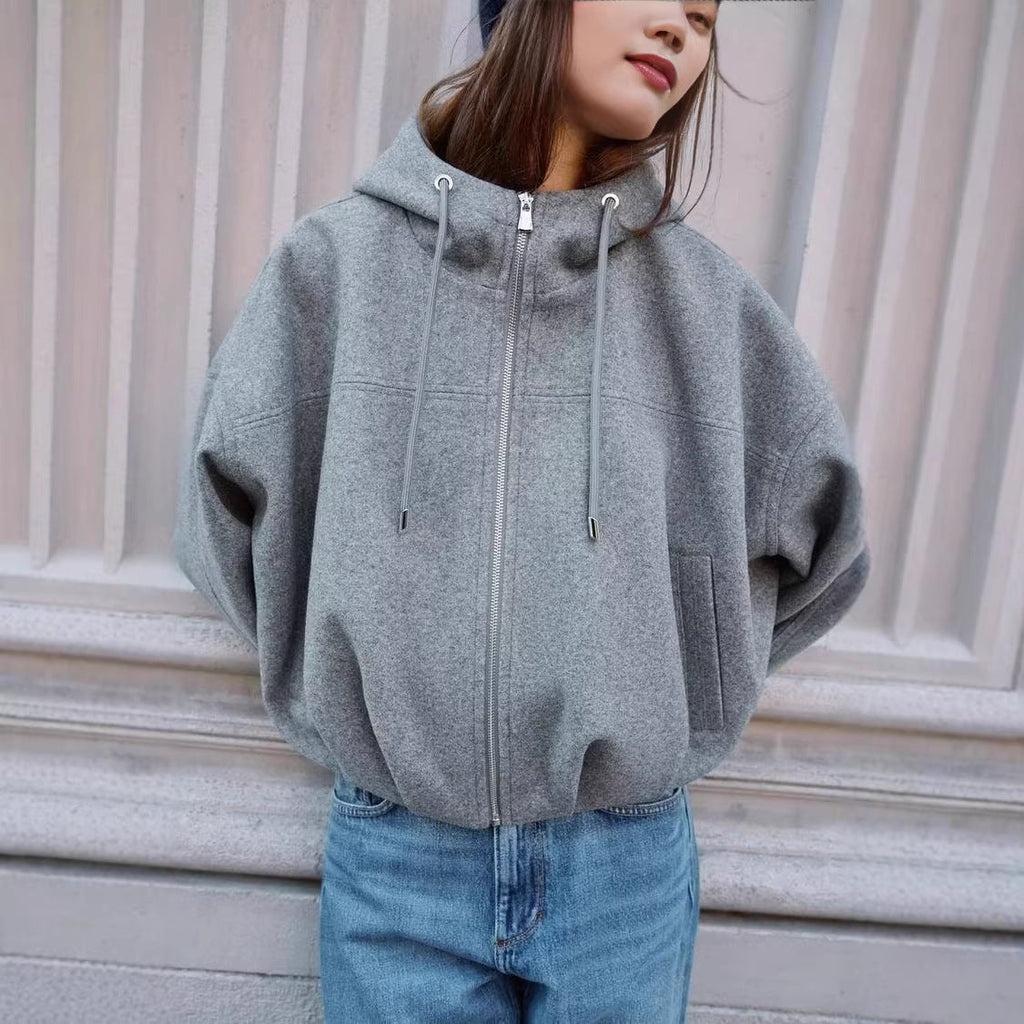 Veste en coton décontractée pour femmes avec capuche