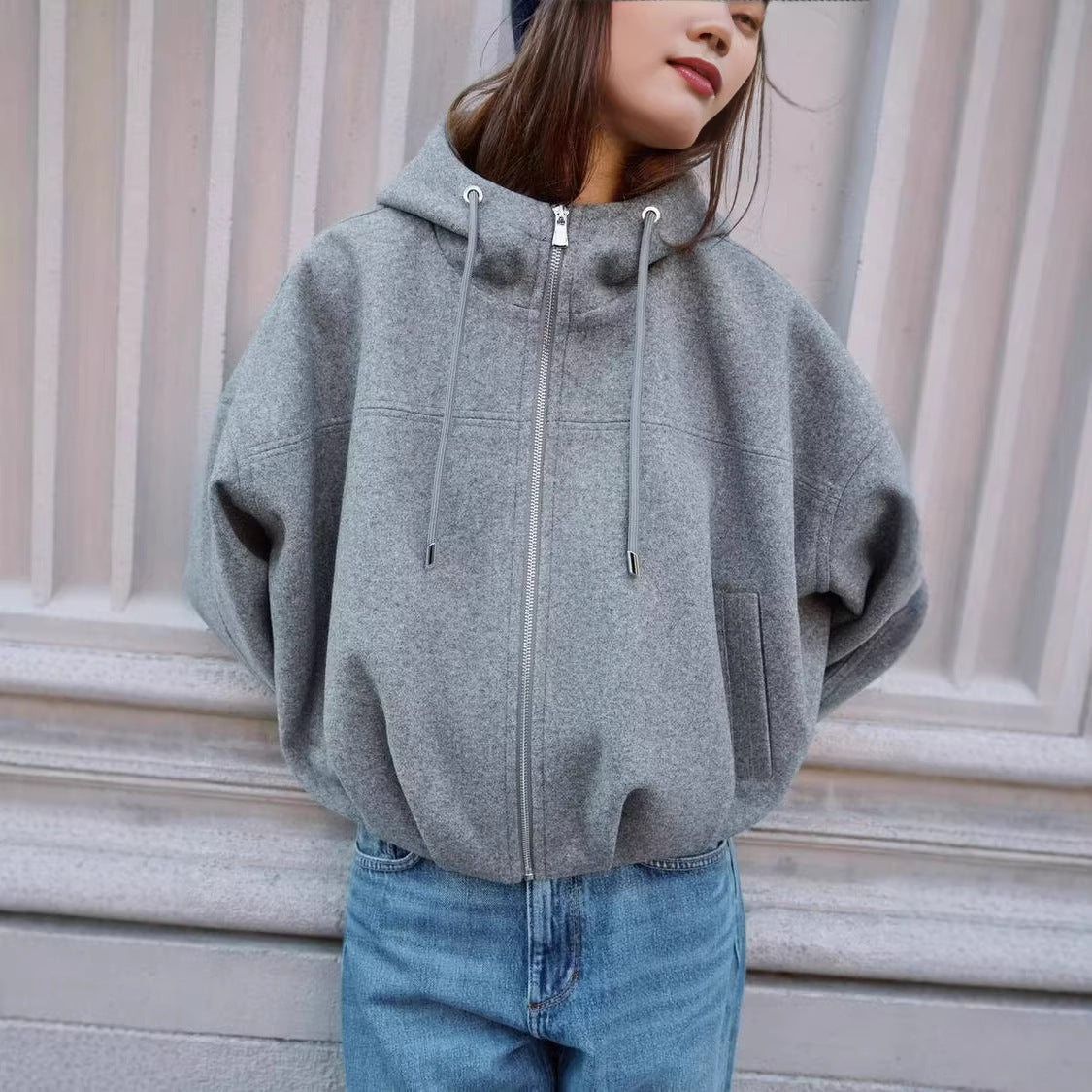 Veste en coton décontractée pour femmes avec capuche
