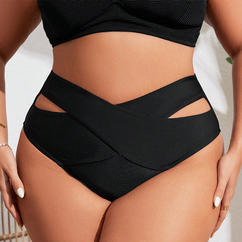 Bas de bikini taille haute pour femmes avec découpes séduisantes R&B