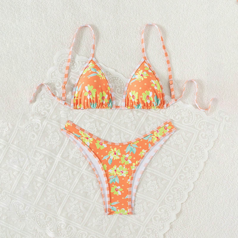 Bikini triangle floral pour femmes avec bretelles réglables R&B