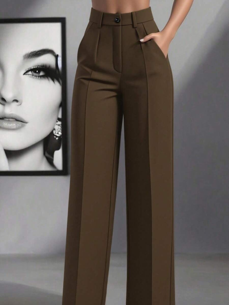Pantalon Palazzo Stretch taille haute pour femmes avec plis marqués et poches Echoarchiv