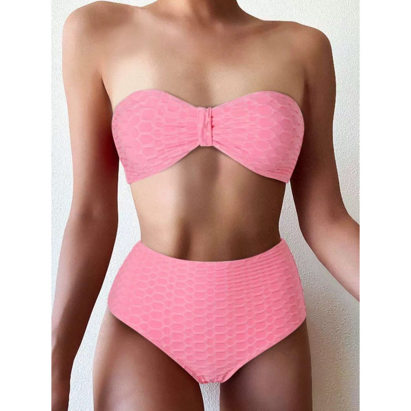 Bikini Femme Taille Haute avec Détail de Nœud Stylé R&B