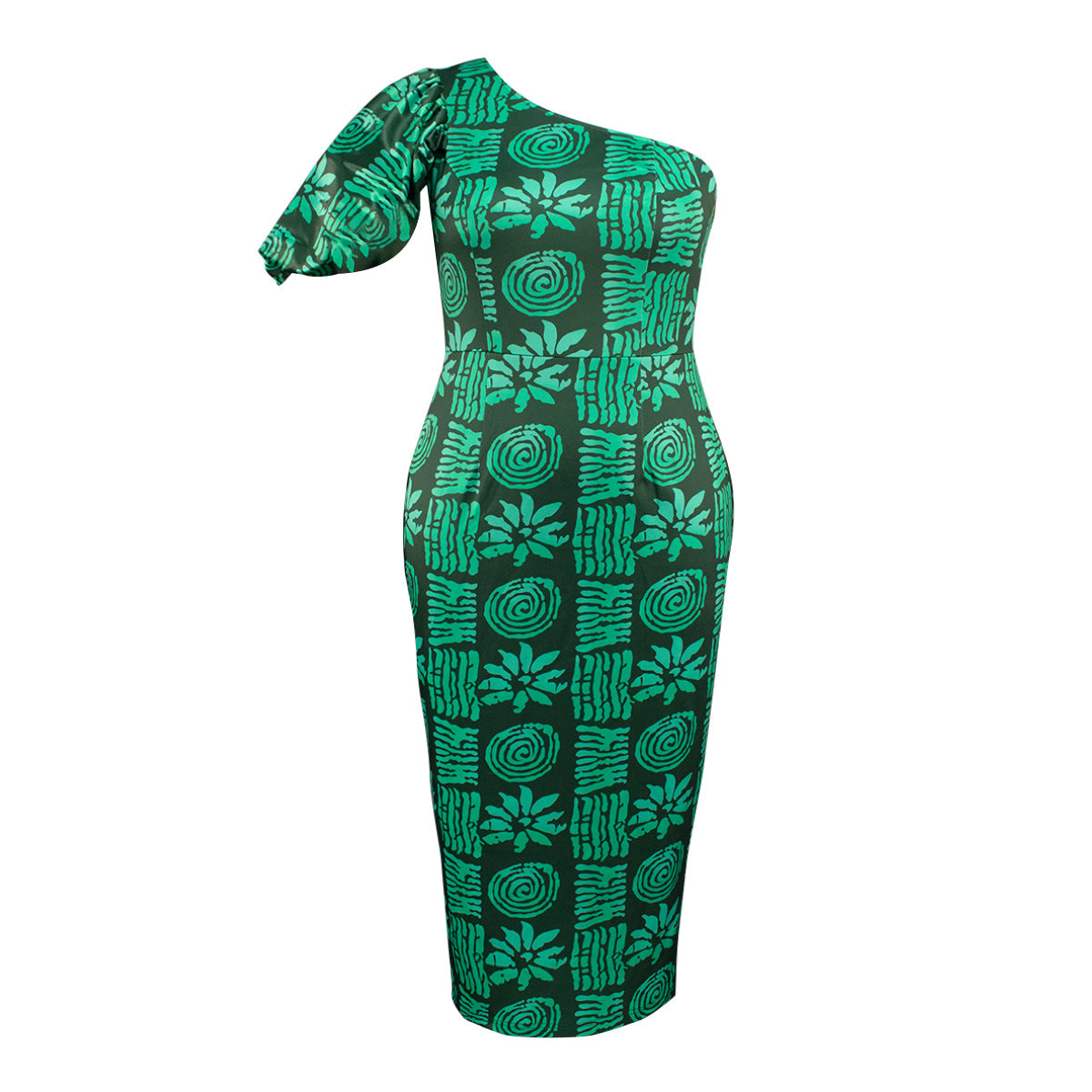Robe midi ajustée pour femmes avec coupe asymétrique et volants volumineux R&B