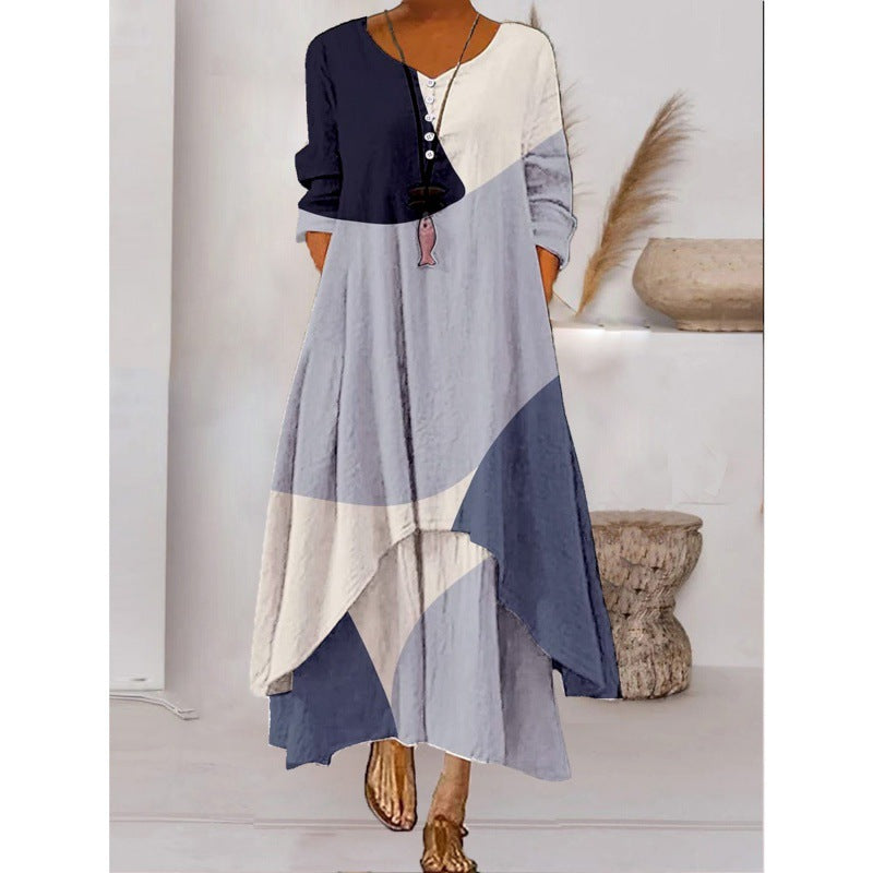 MW | Robe maxi à manches longues - Décolleté boutonné