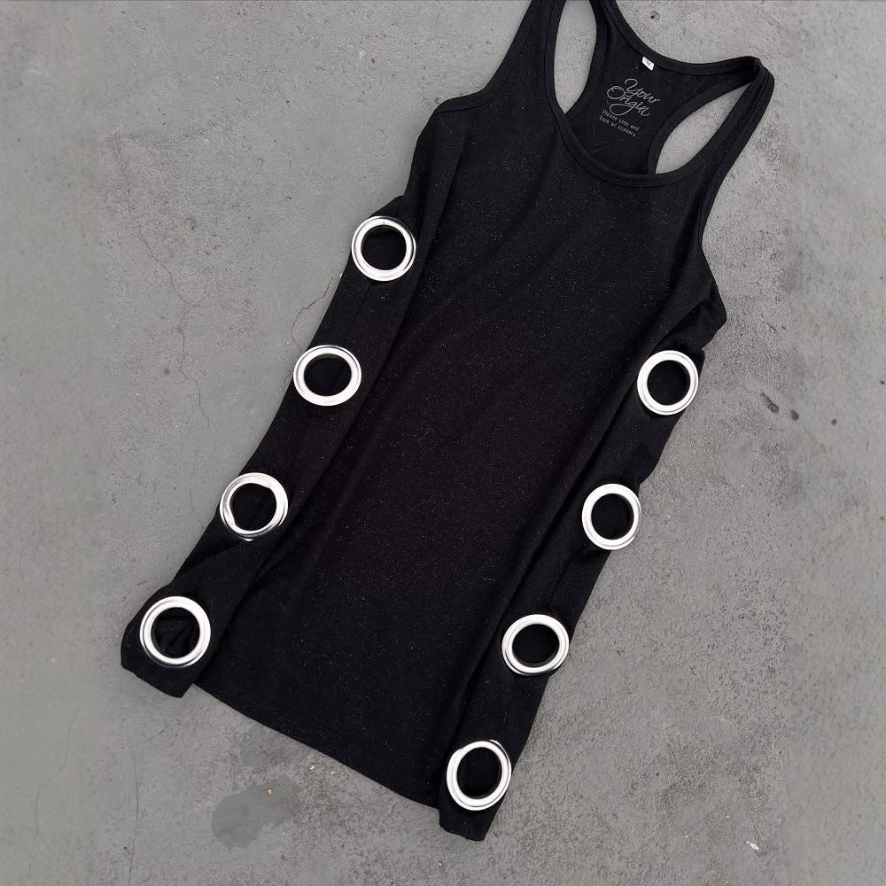 Robe courte ajustée pour femmes avec détails métalliques R&B