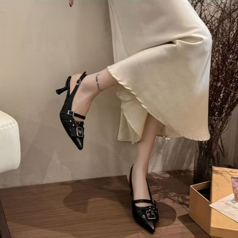 Ballerines élégantes pour femmes à bout pointu avec décoration de boucles R&B