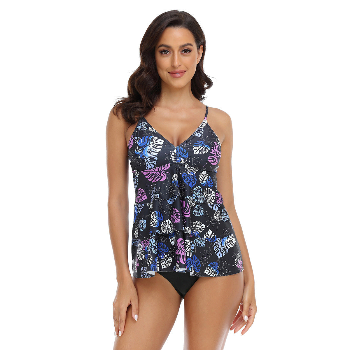 Tankini pour femmes avec un design à volants tendance et des bretelles réglables R&B