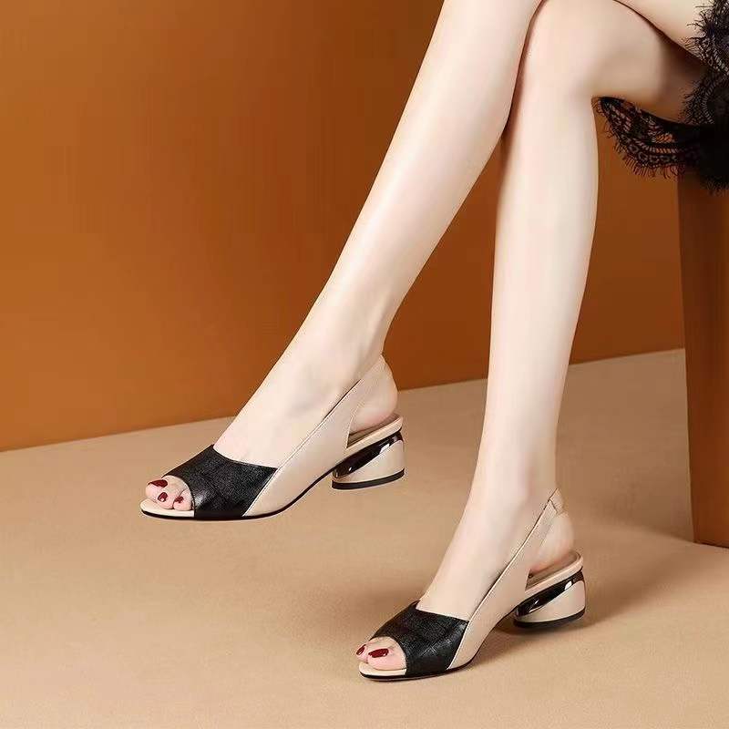 Sandales à talons ouverts pour femmes avec un talon bloc fonctionnel Heidi-Mode