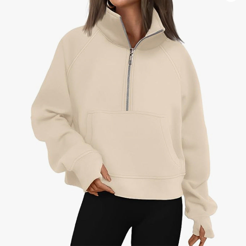 Sweatshirt oversized pour femmes avec demi-zip, poche kangourou et trous pour les pouces Echo Archiv