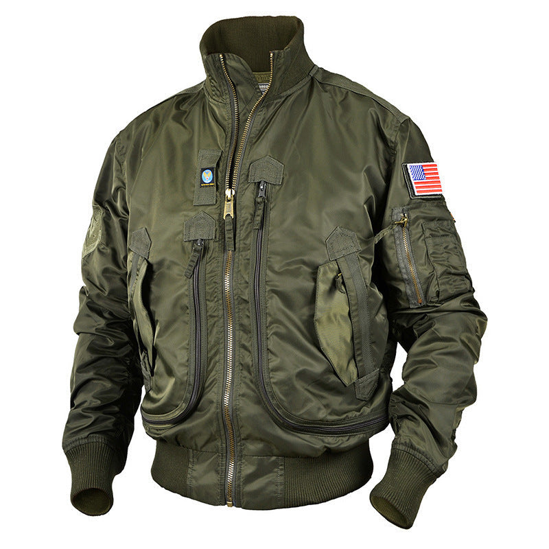 Veste pilote pour hommes style utilitaire avec poches multiples, poche pour bras et ourlet côtelé Echo Archiv