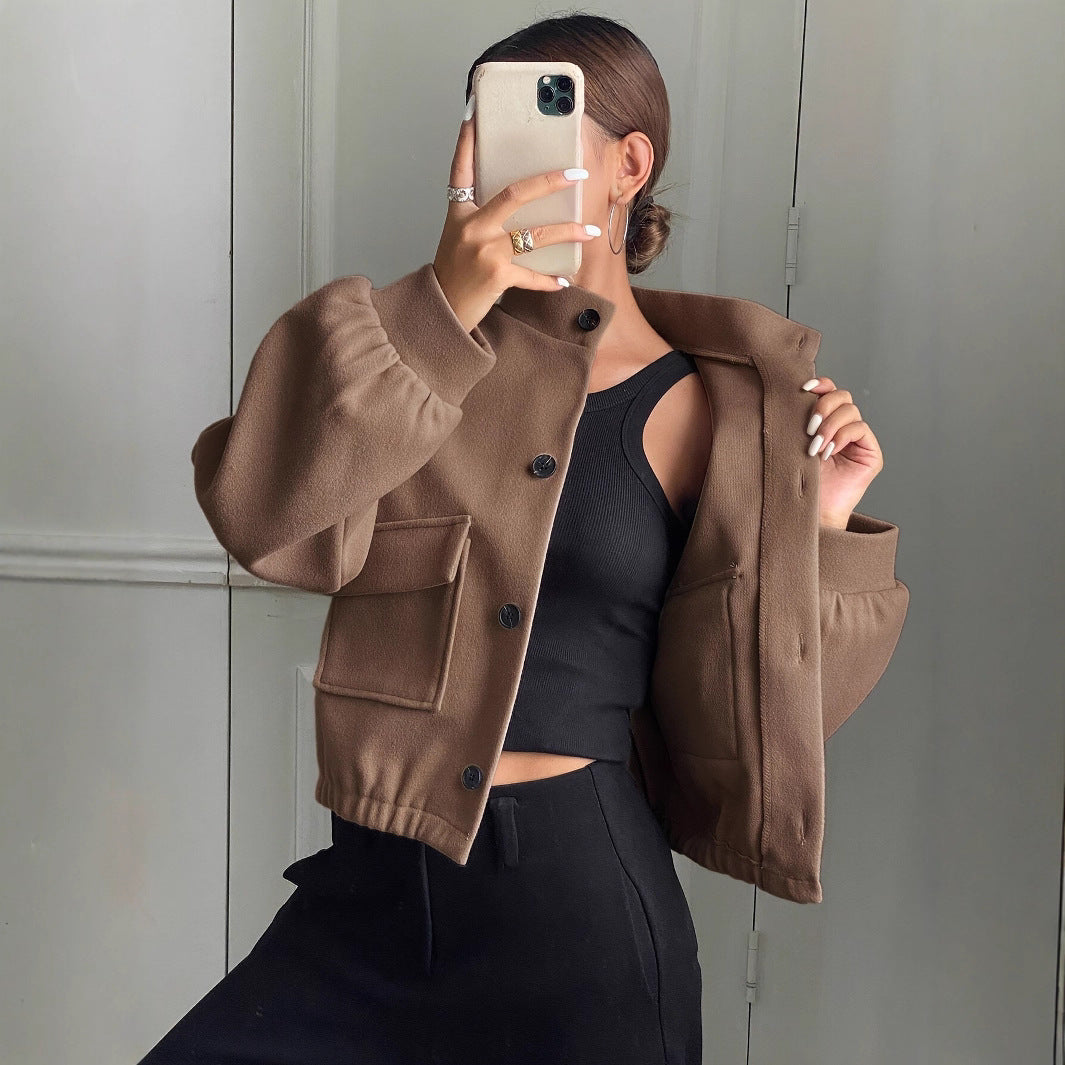 Veste courte à col montant pour femmes