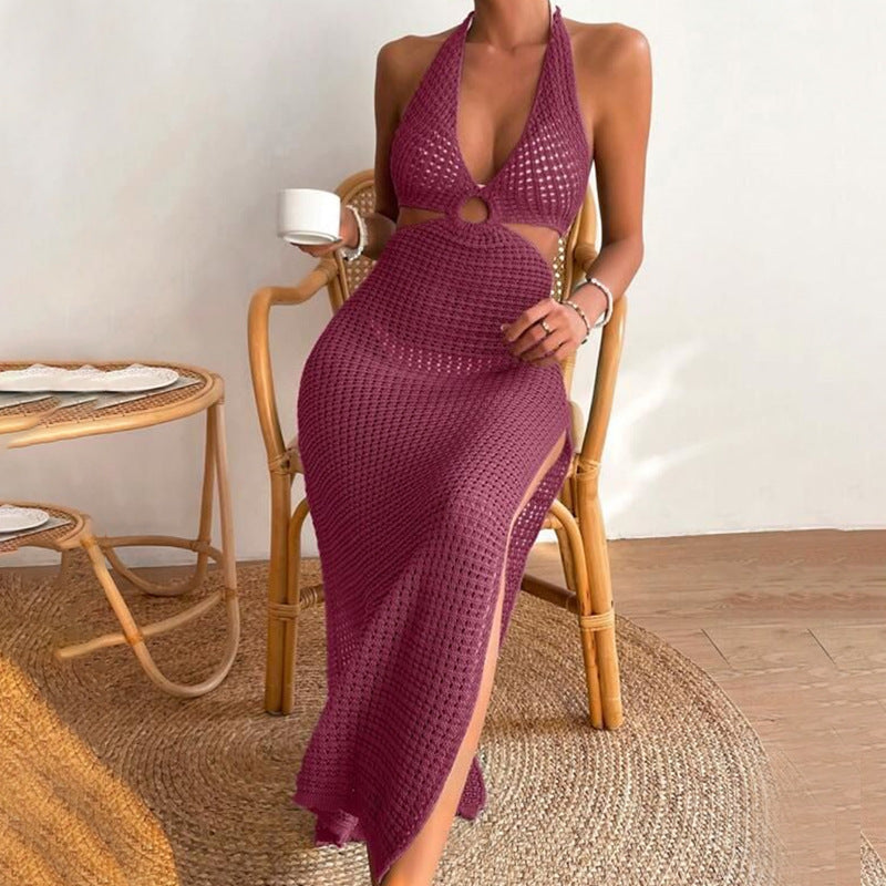 Robe en crochet élégante pour femmes avec décolleté profond R&B