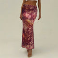 Jupe maxi femme étroite avec taille froncée et imprimé intégral R&B