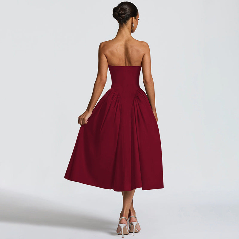Robe maxi femme avec design sans épaules et coupe fluide Heidi-Mode