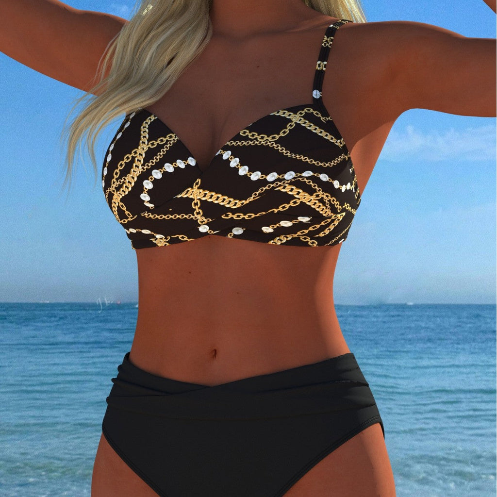 Ensemble de bikini pour femmes avec motif chaîne élégant et coupe confortable R&B